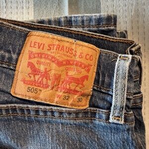 Levi's Men's Straight Jeans in Faded Blue with Tan Patch